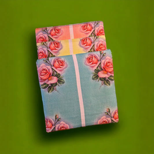 Linen Rose Pattern Tea Towel